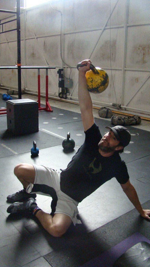 Jeff showing a Turkish Get Up.